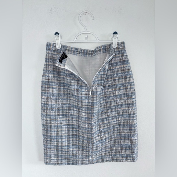 Banana Republic Light Blue Plaid Tweed Pencil Skirt - Picture 10 of 10